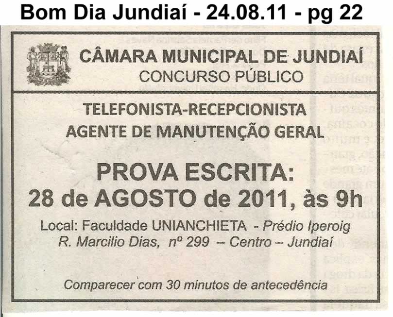 Bom Dia Jundiaí - 24/08/2011