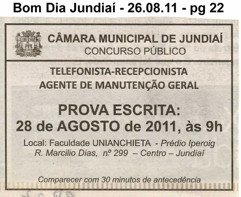 Bom Dia Jundiaí - 26/08/2011