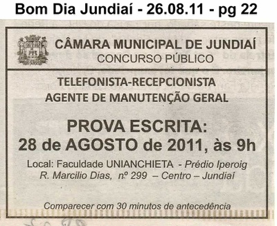 Bom Dia Jundiaí - 26/08/2011