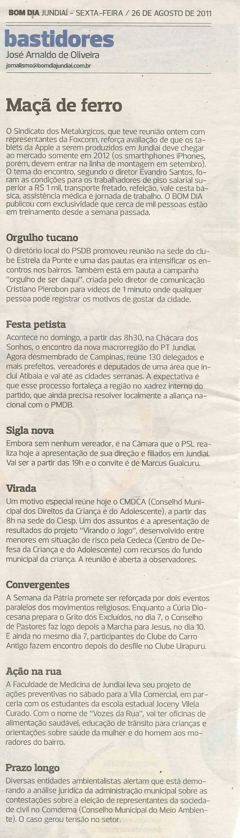 Bom Dia Jundiaí - 26/08/2011