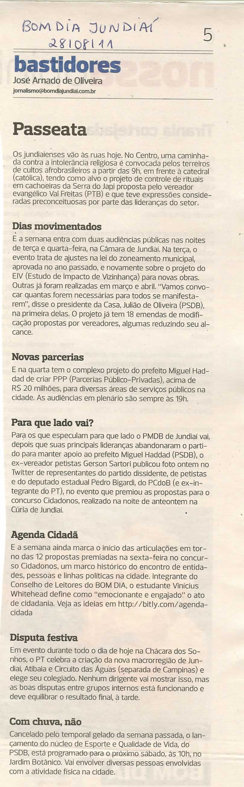 Bom Dia Jundiaí - 28/08/2011