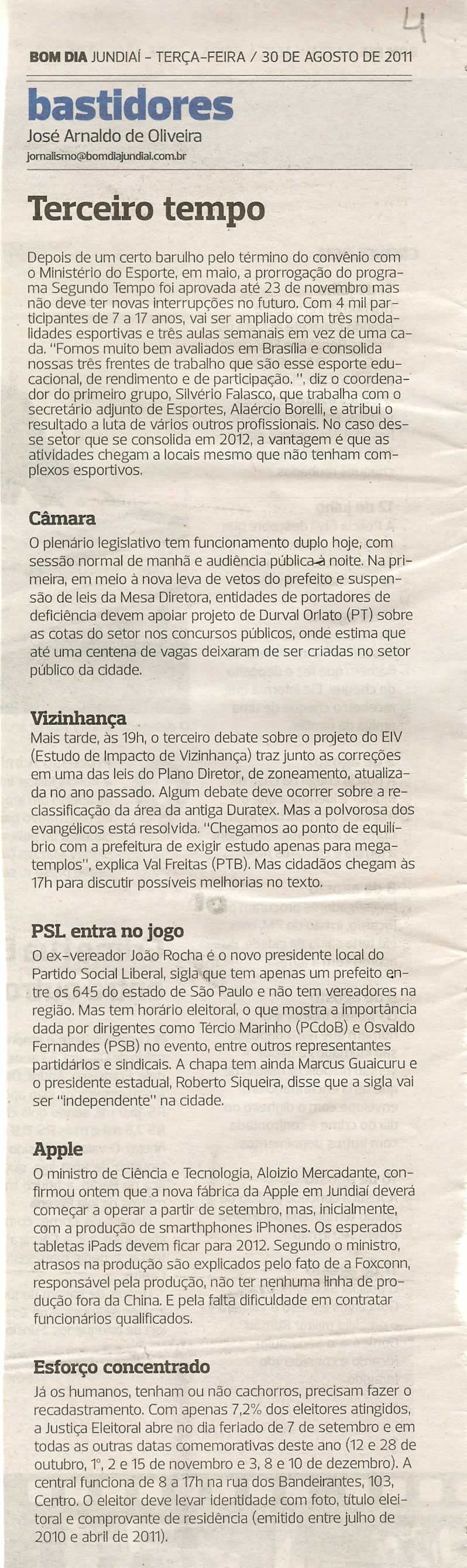 Bom Dia Jundiaí - 30/08/2011