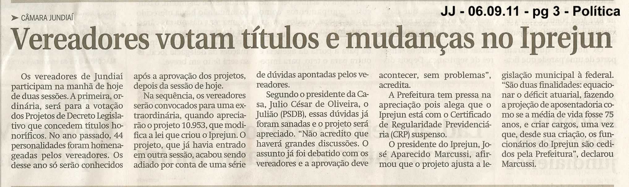 Jornal de Jundiaí - 06/09/2011