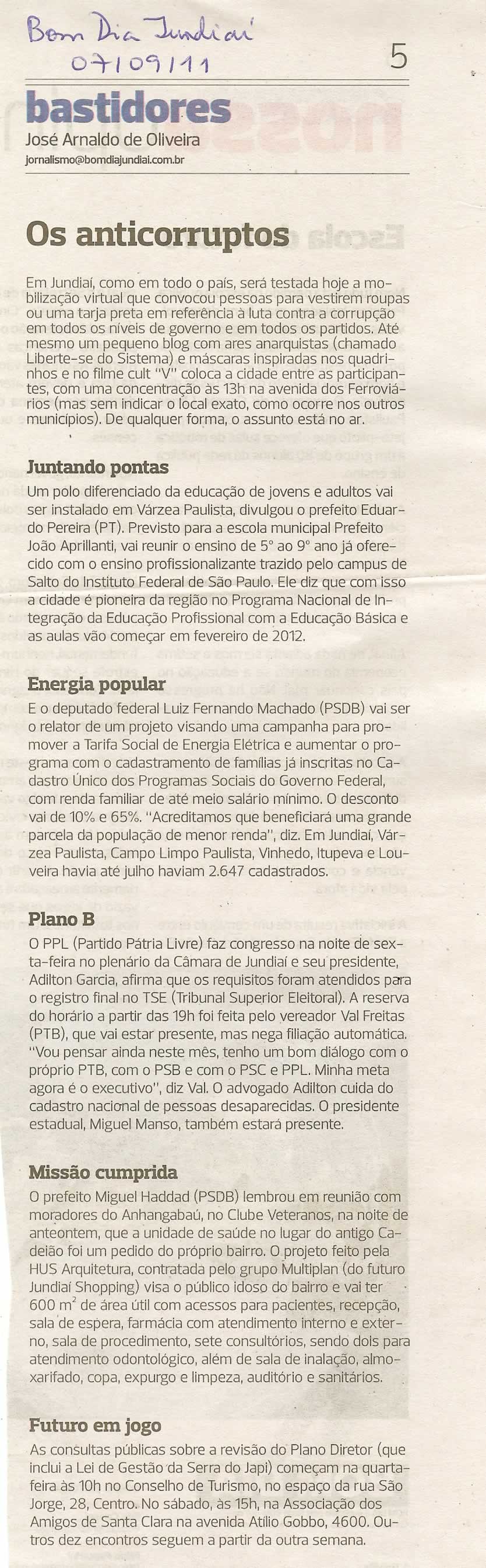 Bom Dia Jundiaí - 07/09/2011