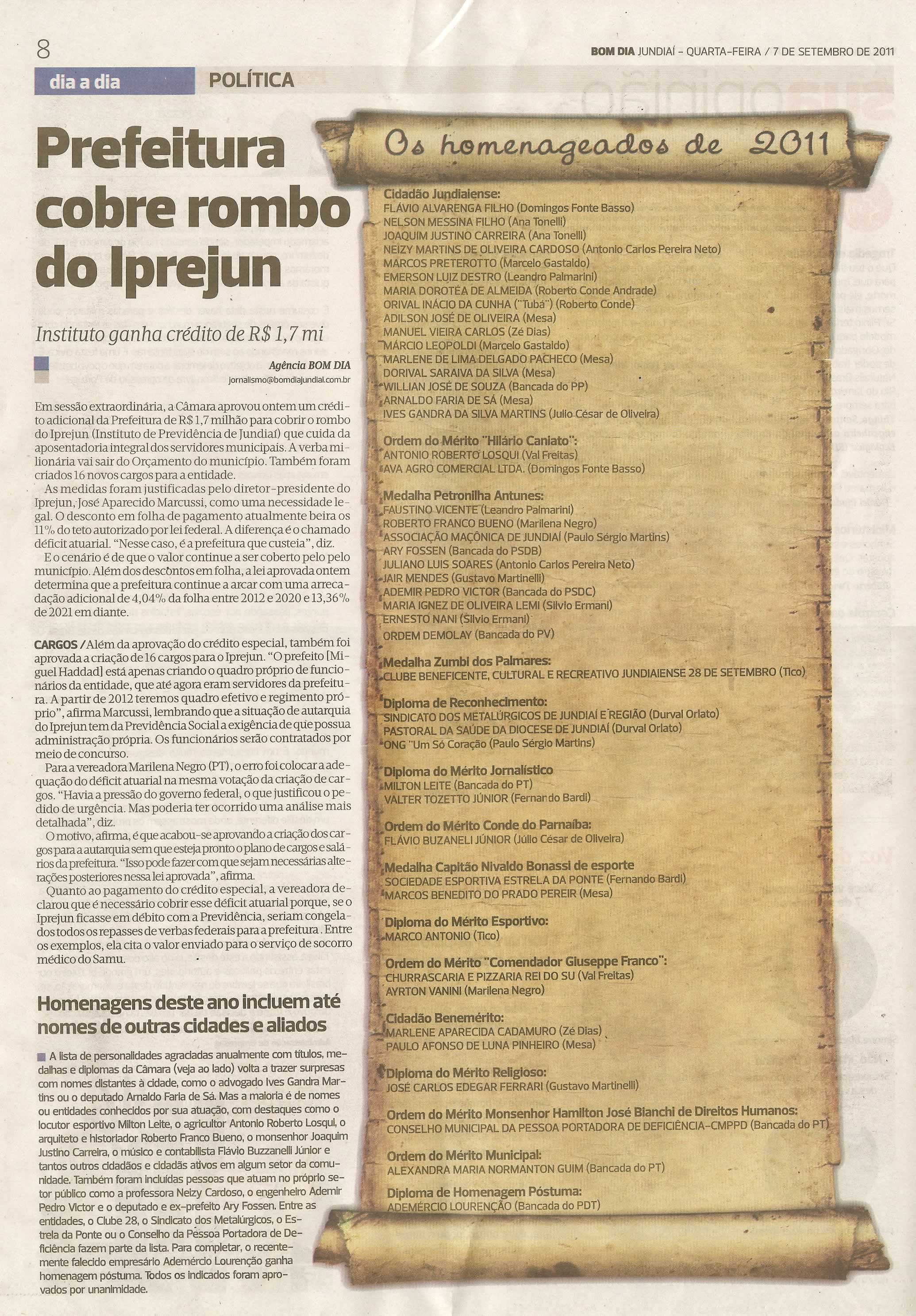 Bom Dia Jundiaí - 07/09/2011