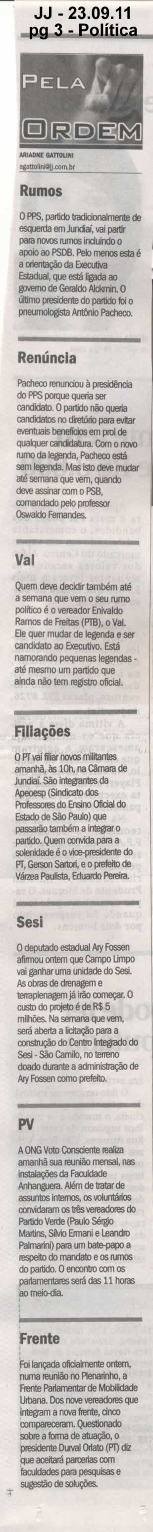 Jornal de Jundiaí - 23/09/2011