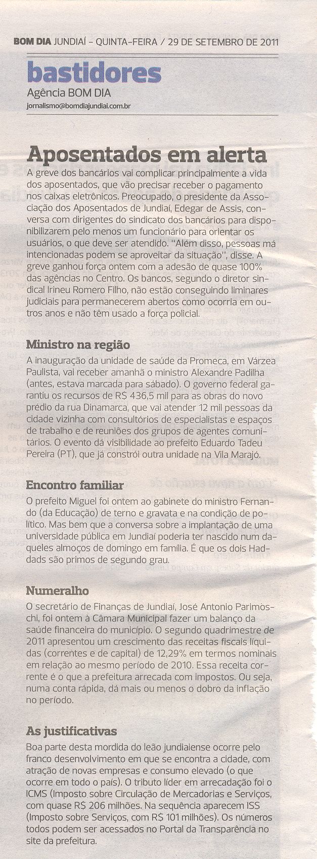 Bom Dia Jundiaí - 29/09/2011
