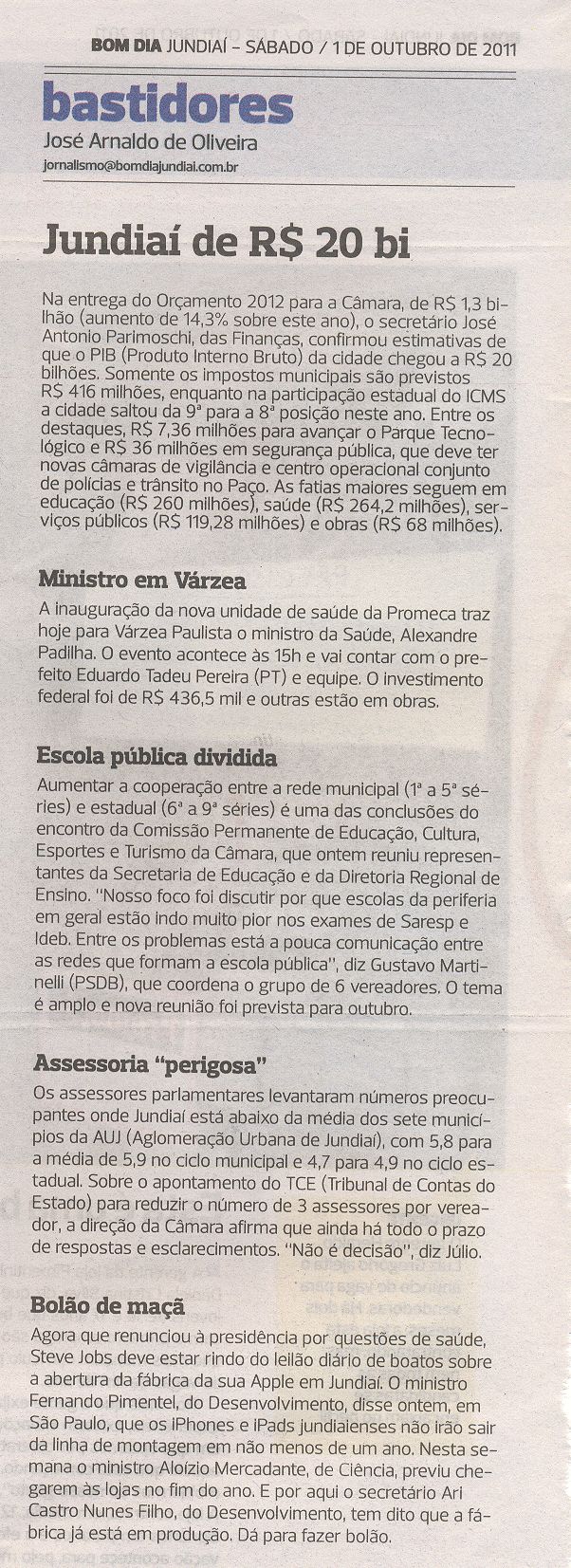 Bom Dia Jundiaí - 01/10/2011