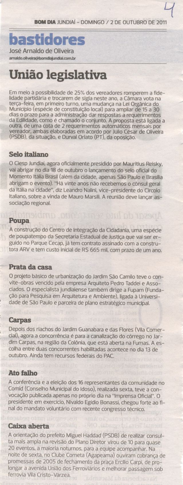 Bom Dia Jundiaí - 02/10/2011