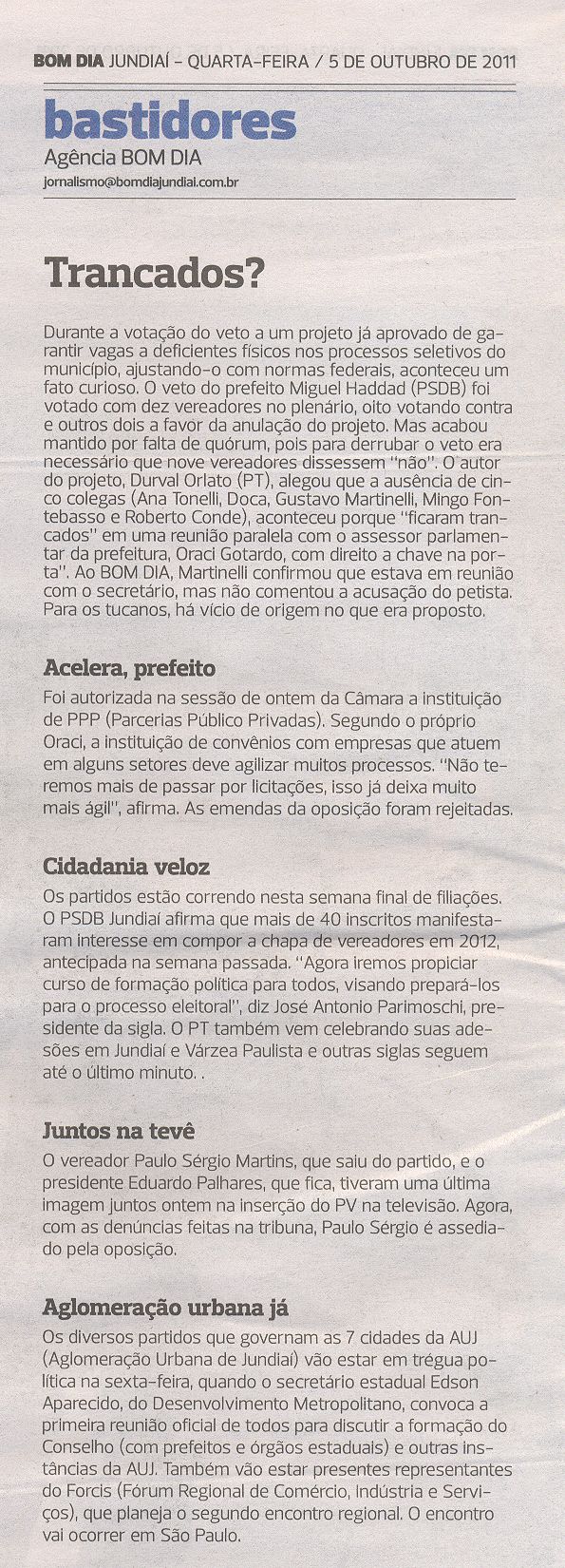 Bom Dia Jundiaí - 05/10/2011