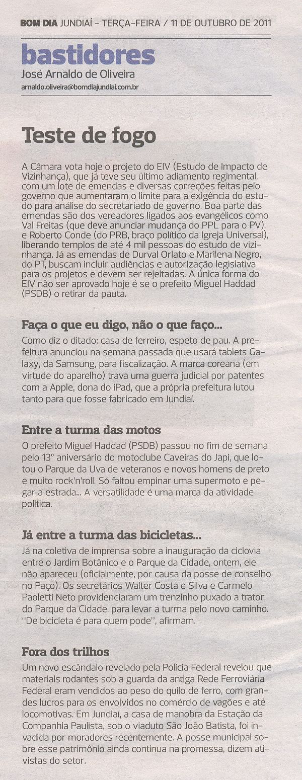 Bom Dia Jundiaí - 11/10/2011