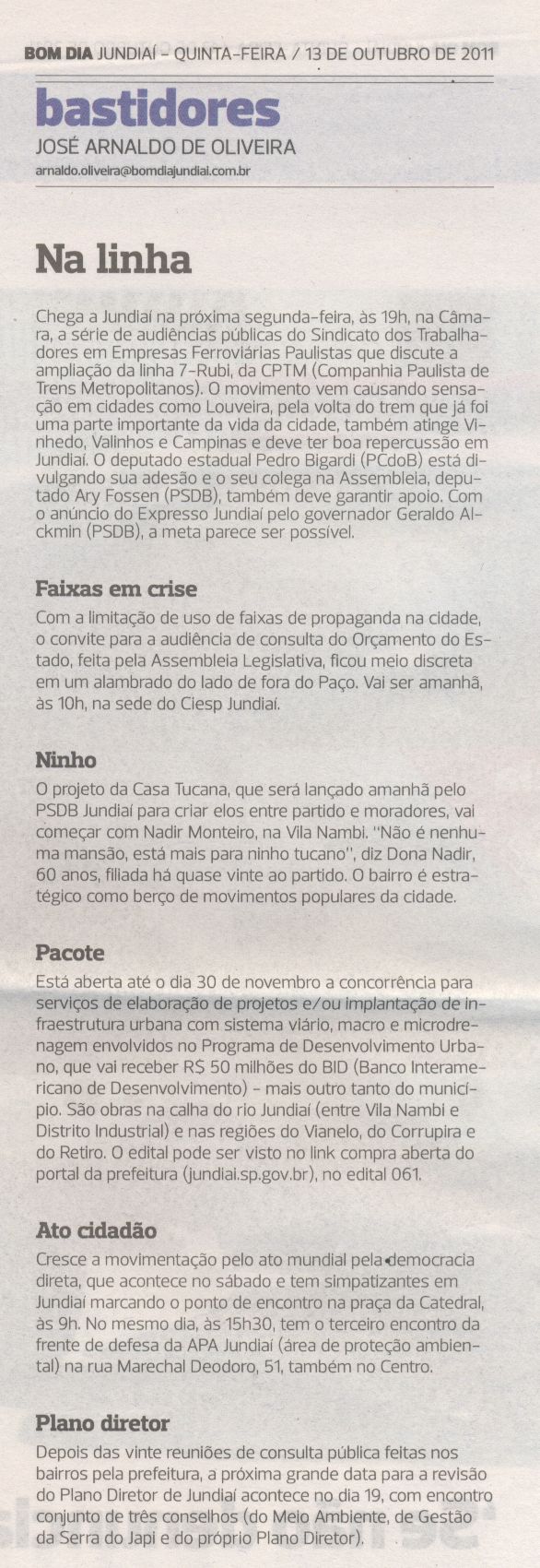 Bom Dia Jundiaí - 13/10/2011
