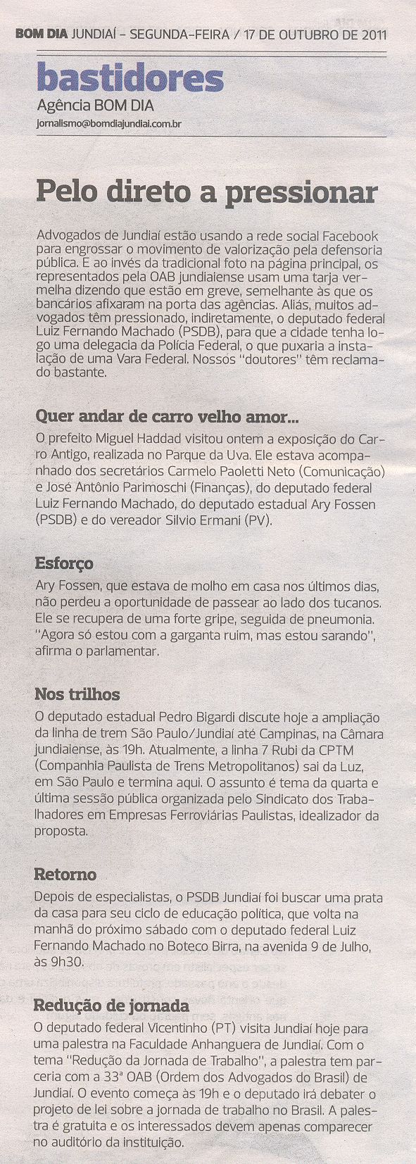 Bom Dia Jundiaí - 17/10/2011