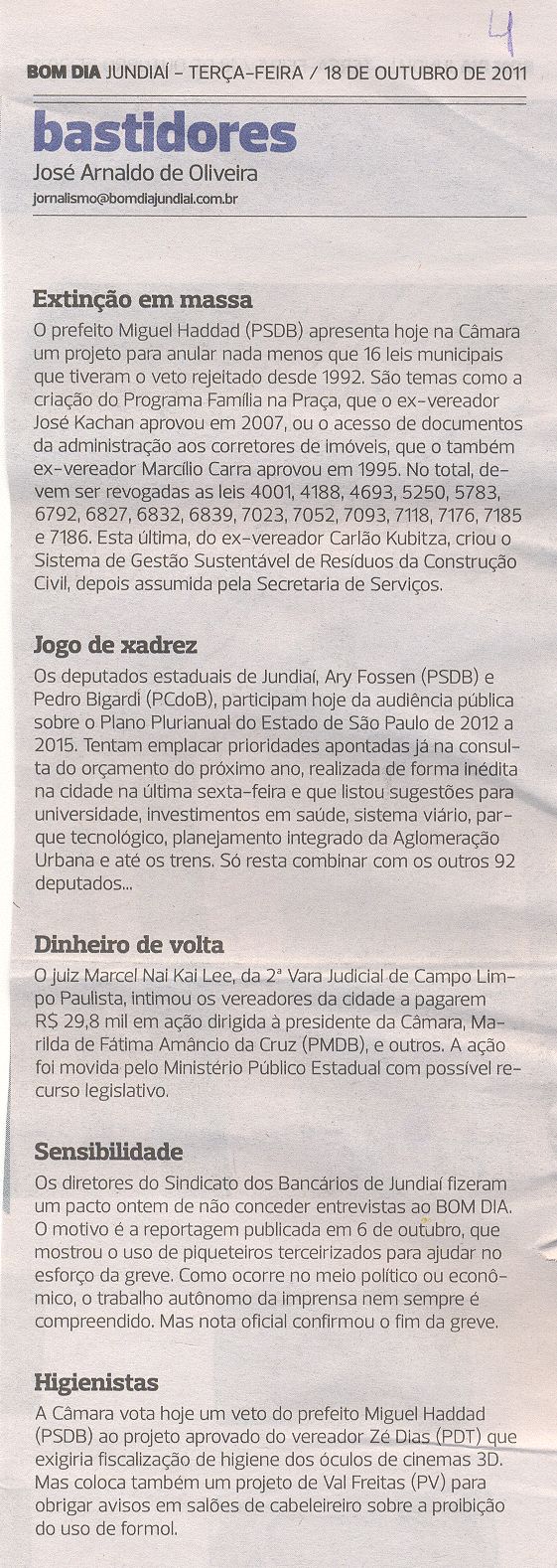 Bom Dia Jundiaí - 18/10/2011