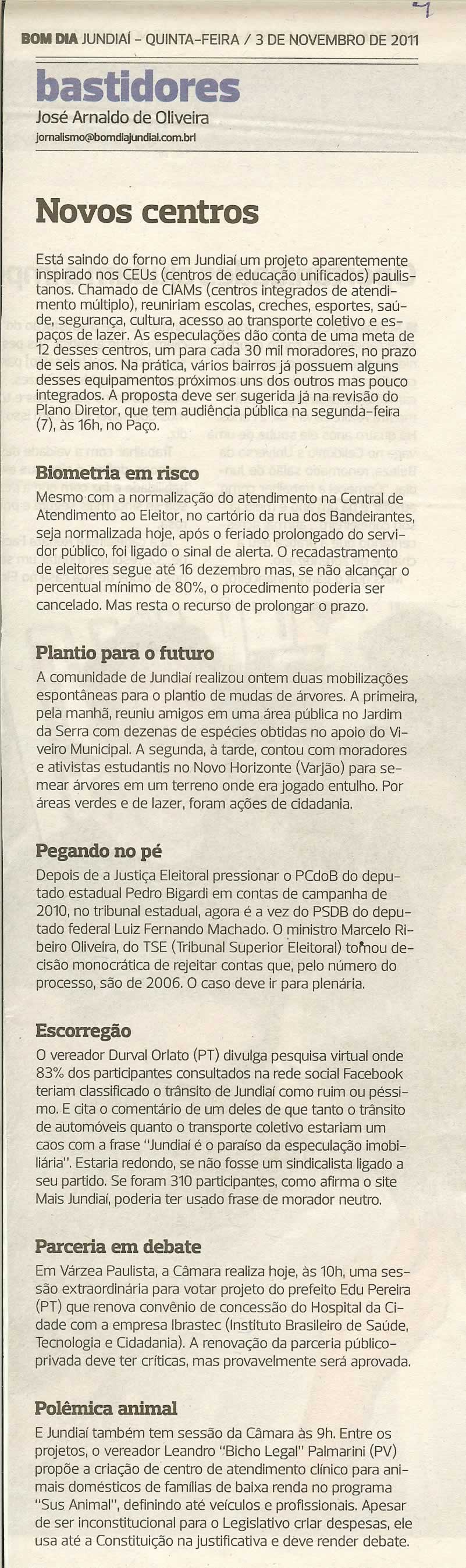 Bom Dia Jundiaí - 03/11/2011