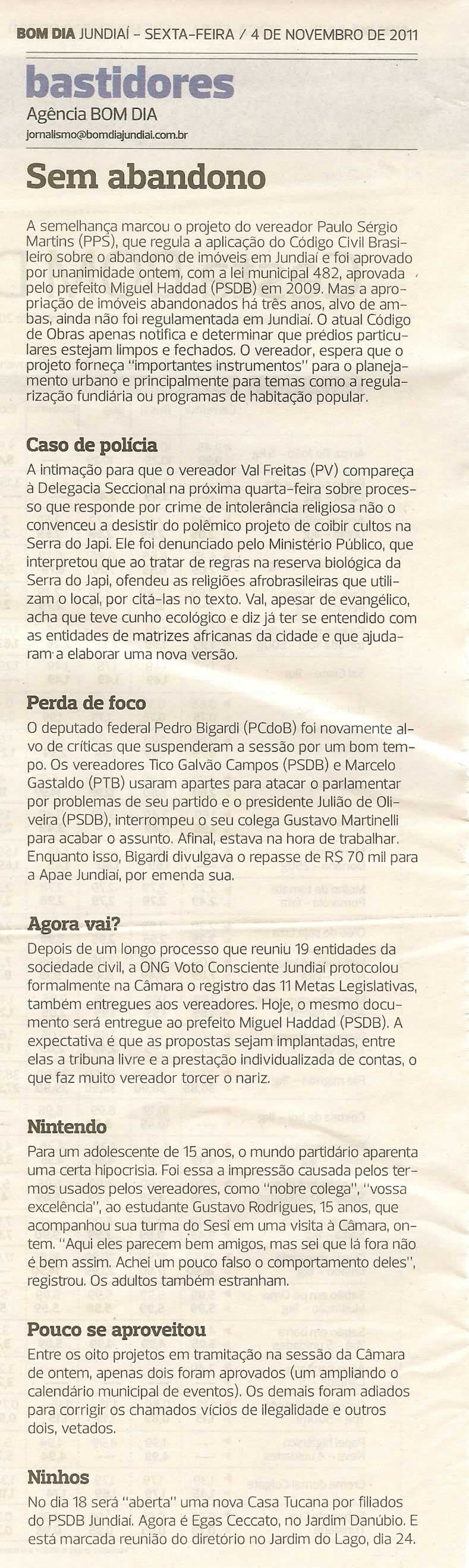 Bom Dia Jundiaí - 04/11/2011
