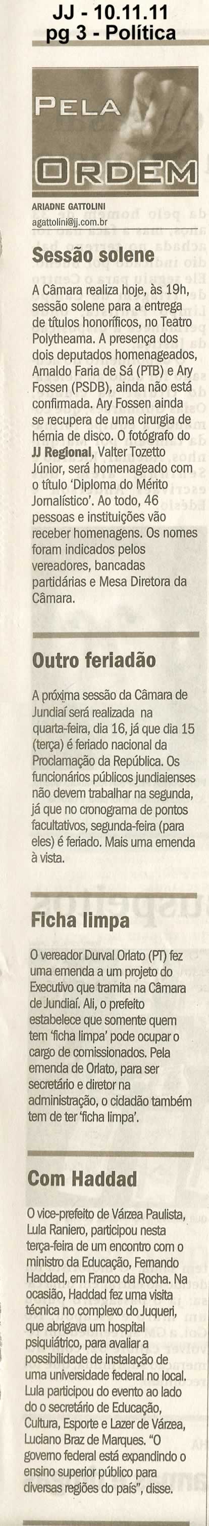Jornal de Jundiaí - 10/11/2011