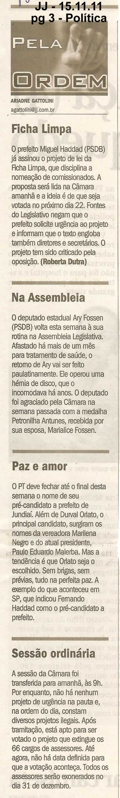Jornal de Jundiaí - 15/11/2011