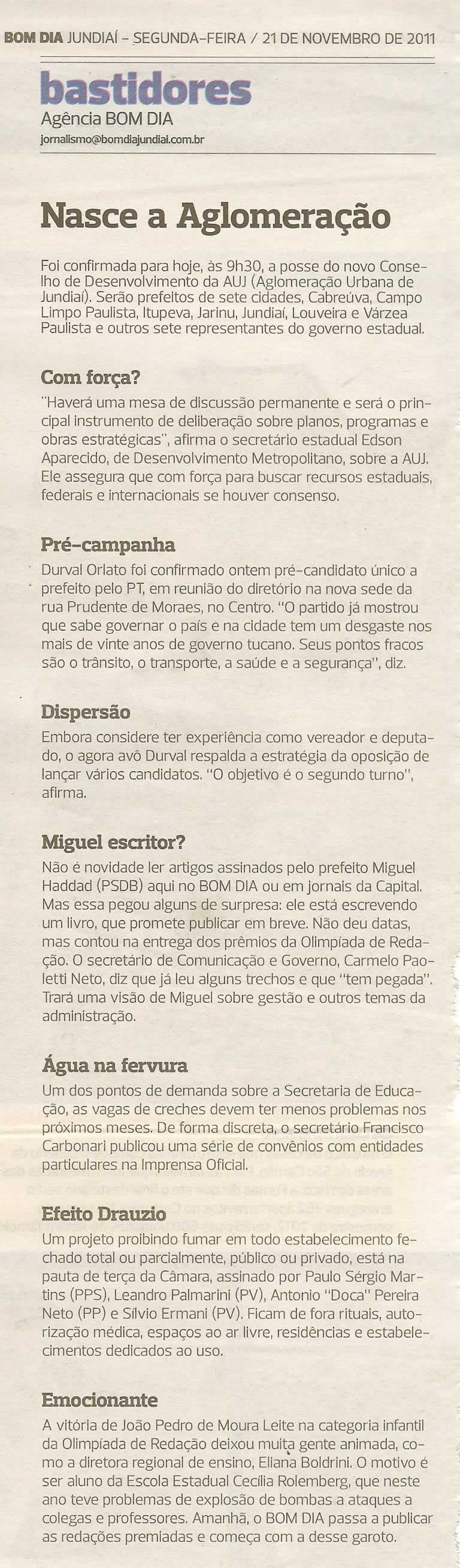 Bom Dia Jundiaí - 21/11/2011