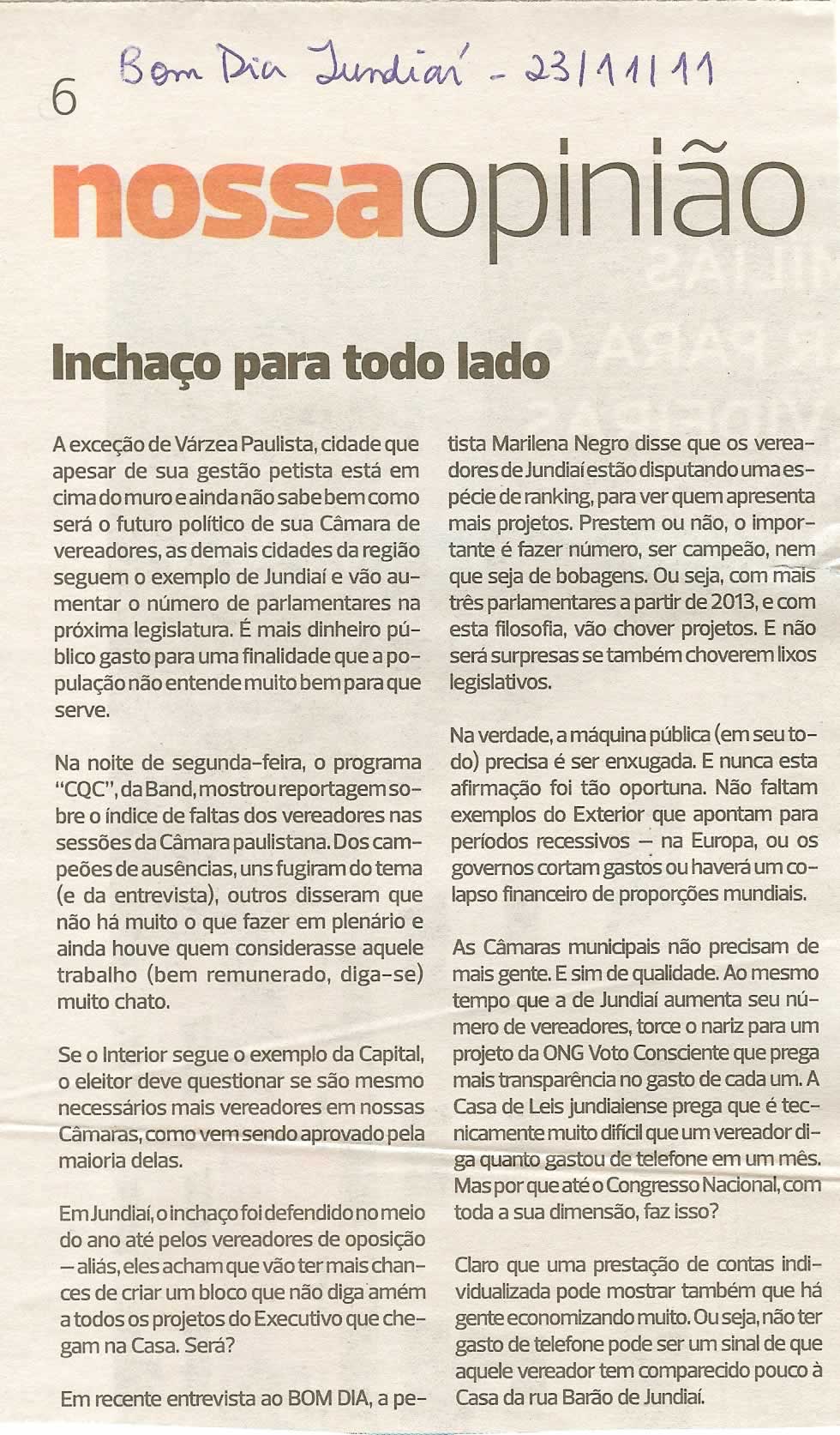 Bom Dia Jundiaí - 23/11/2011
