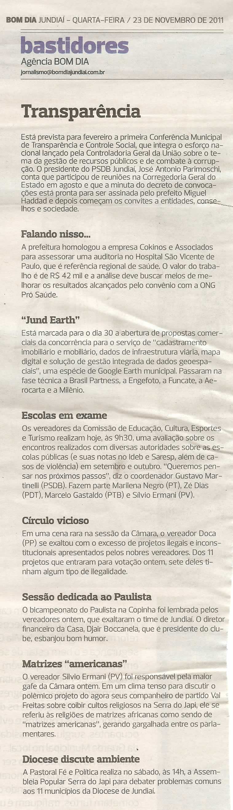 Bom Dia Jundiaí - 23/11/2011