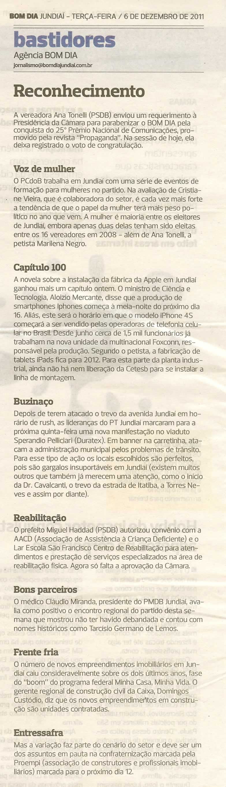 Bom Dia Jundiaí - 06/12/2011