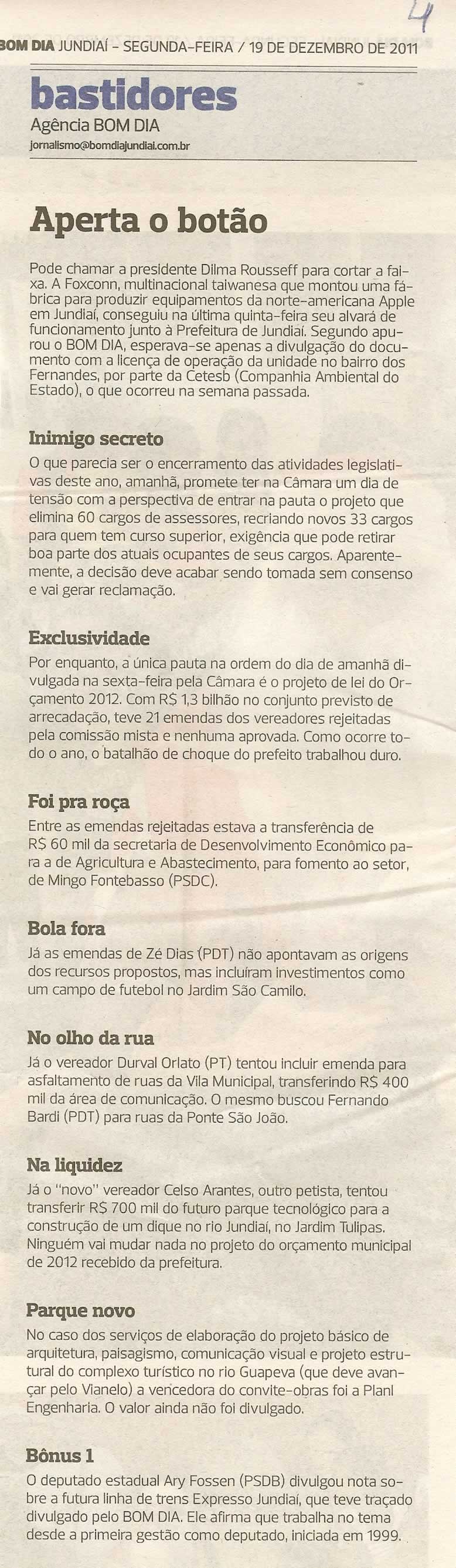Bom Dia Jundiaí - 19/12/2011
