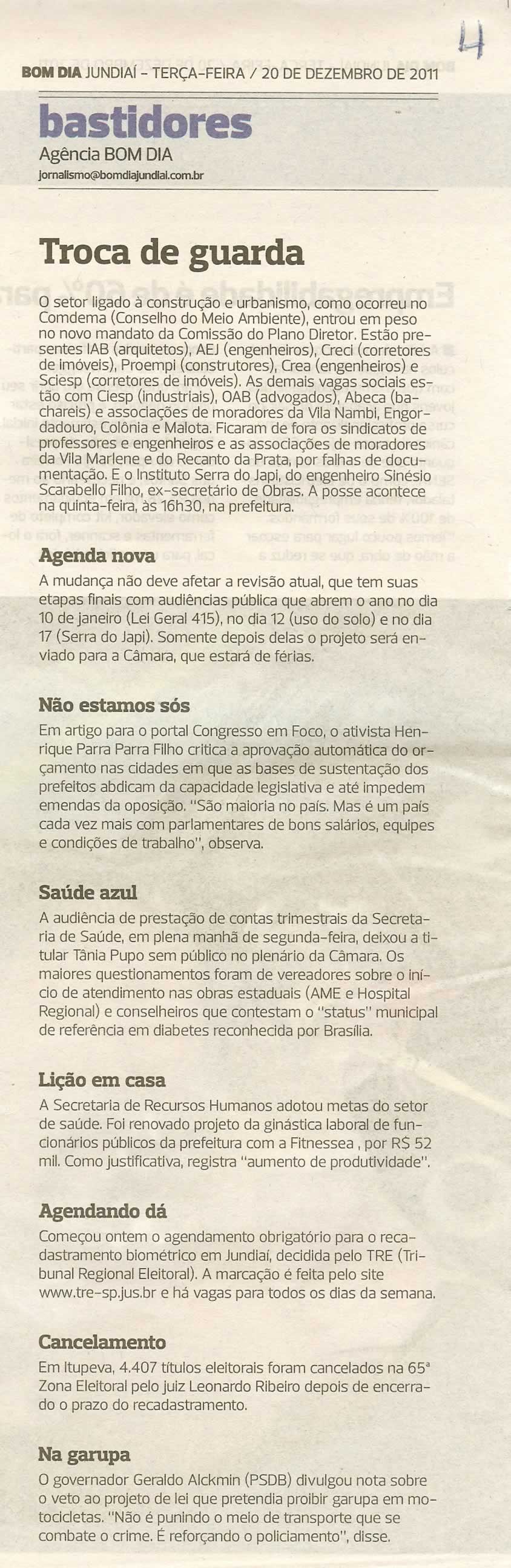 Bom Dia Jundiaí - 20/12/2011
