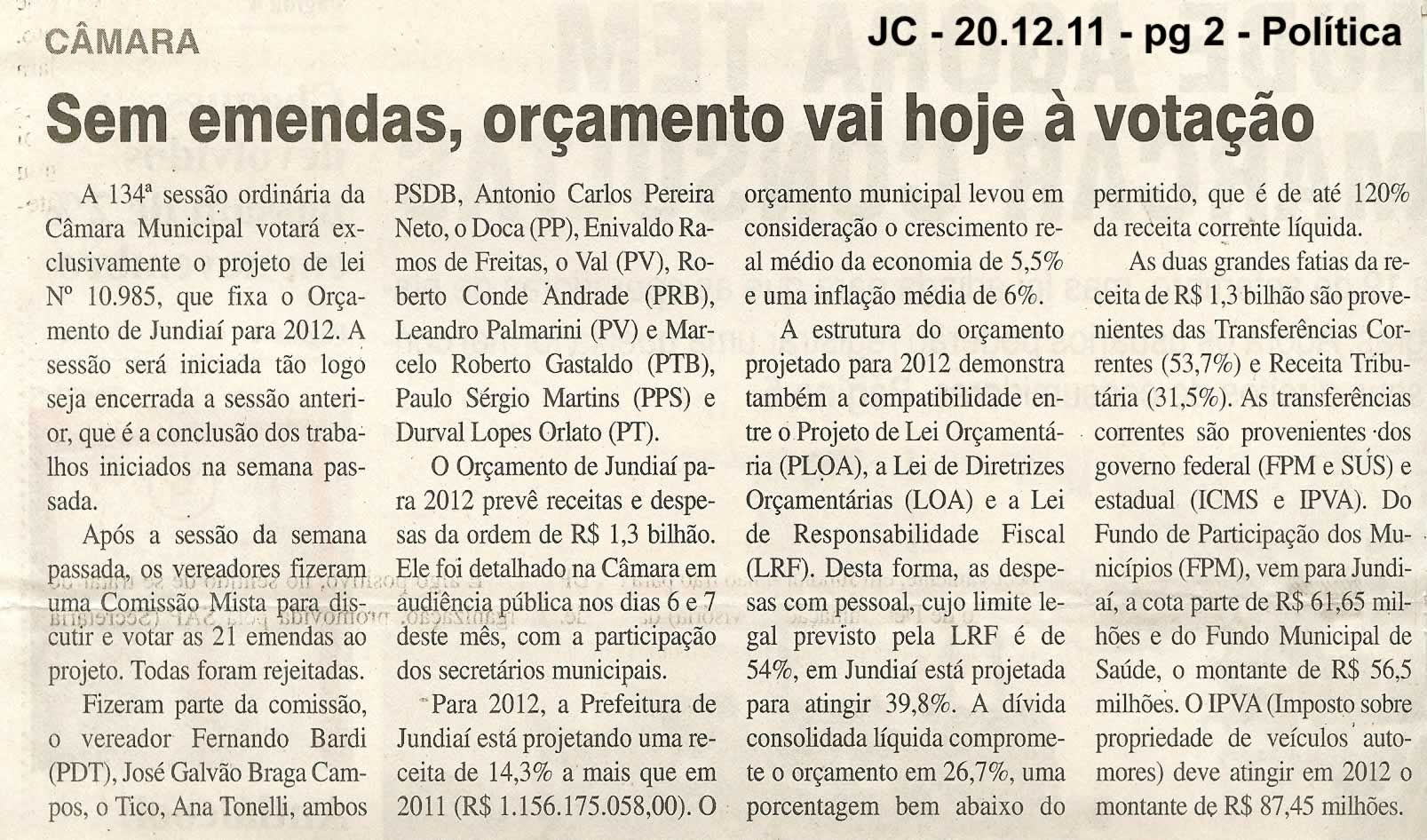 Jornal da Cidade - 20/12/2011