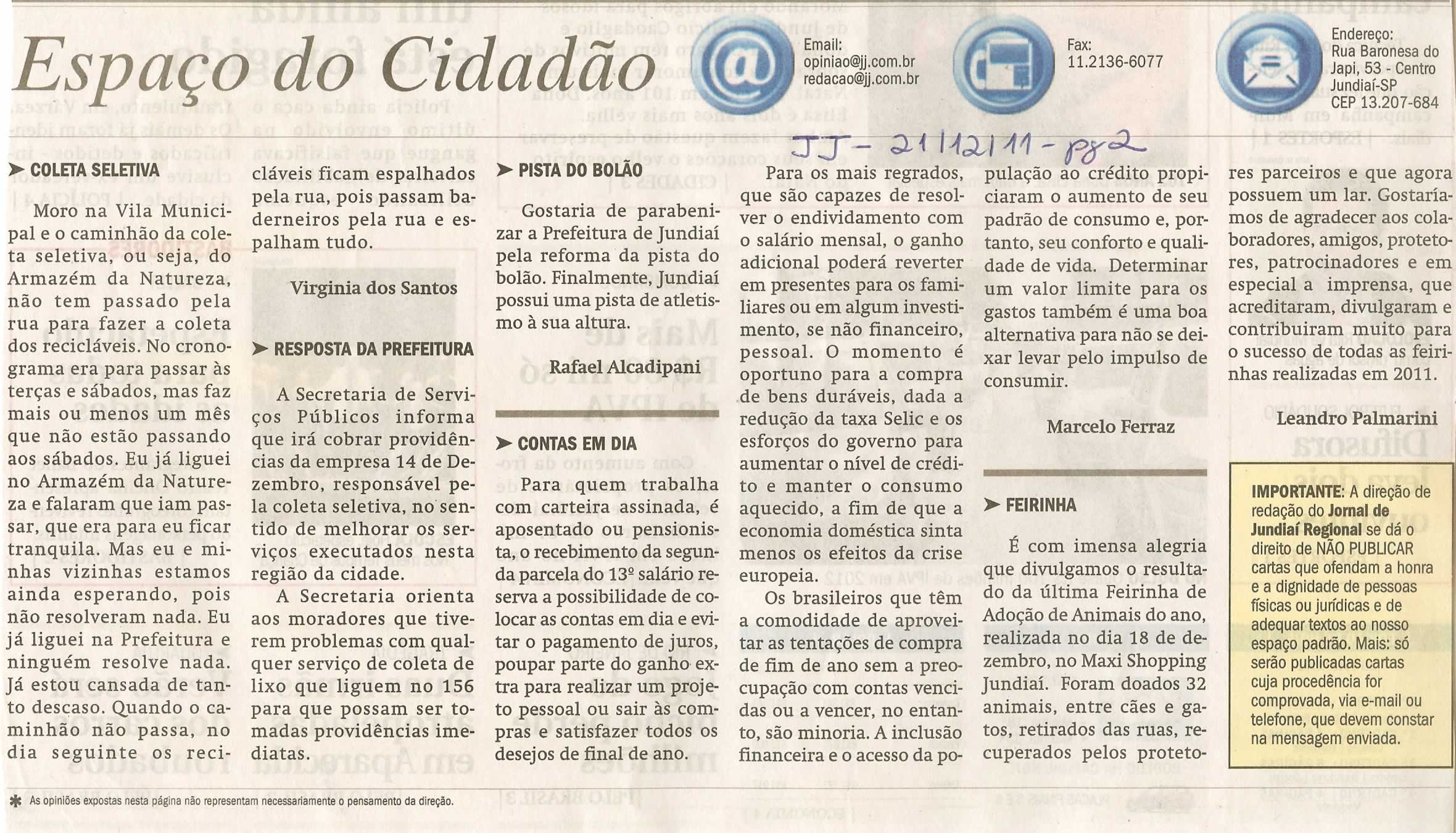 Jornal de Jundiaí - 21/12/2011