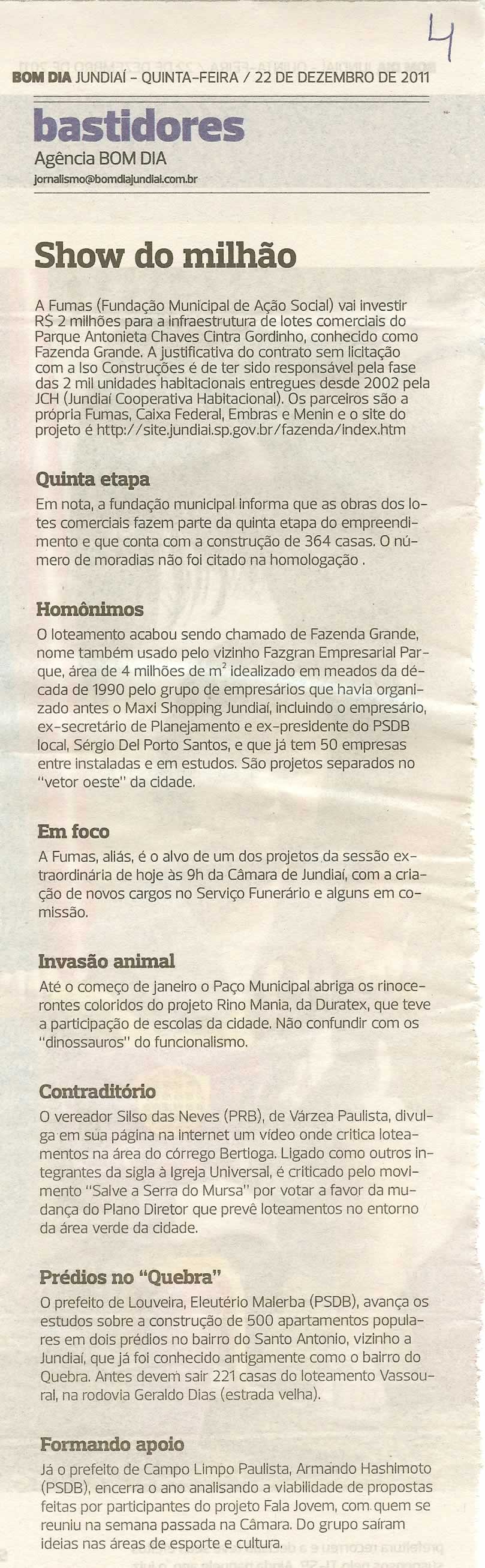 Bom Dia Jundiaí - 22/12/2011