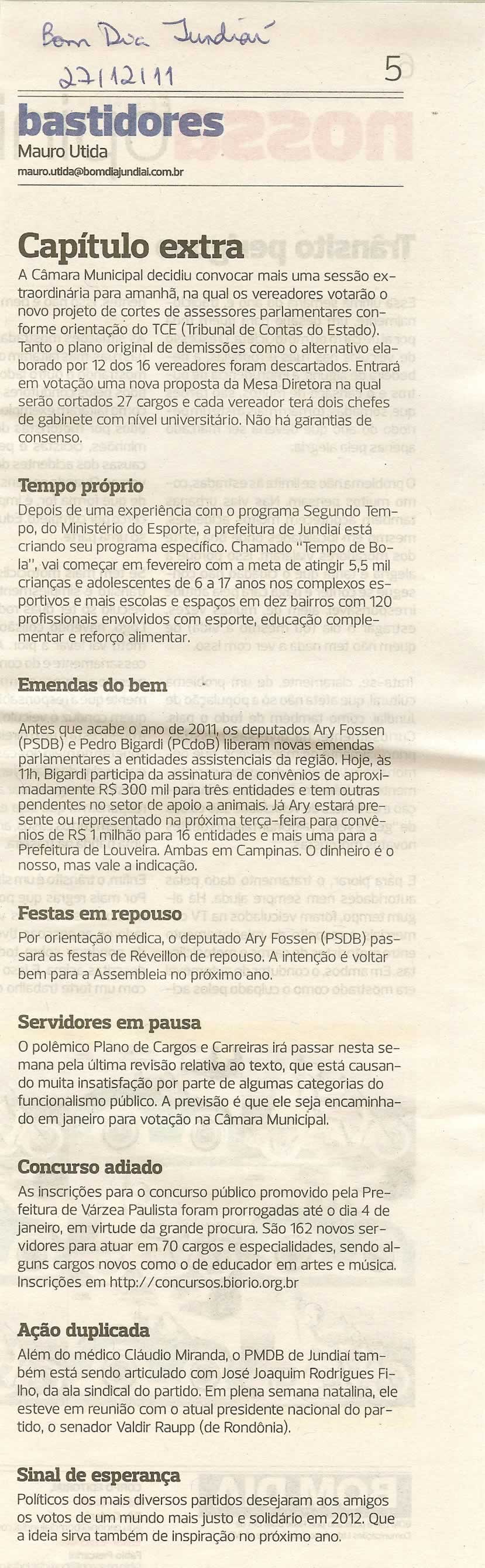 Bom Dia Jundiaí - 27/12/2011