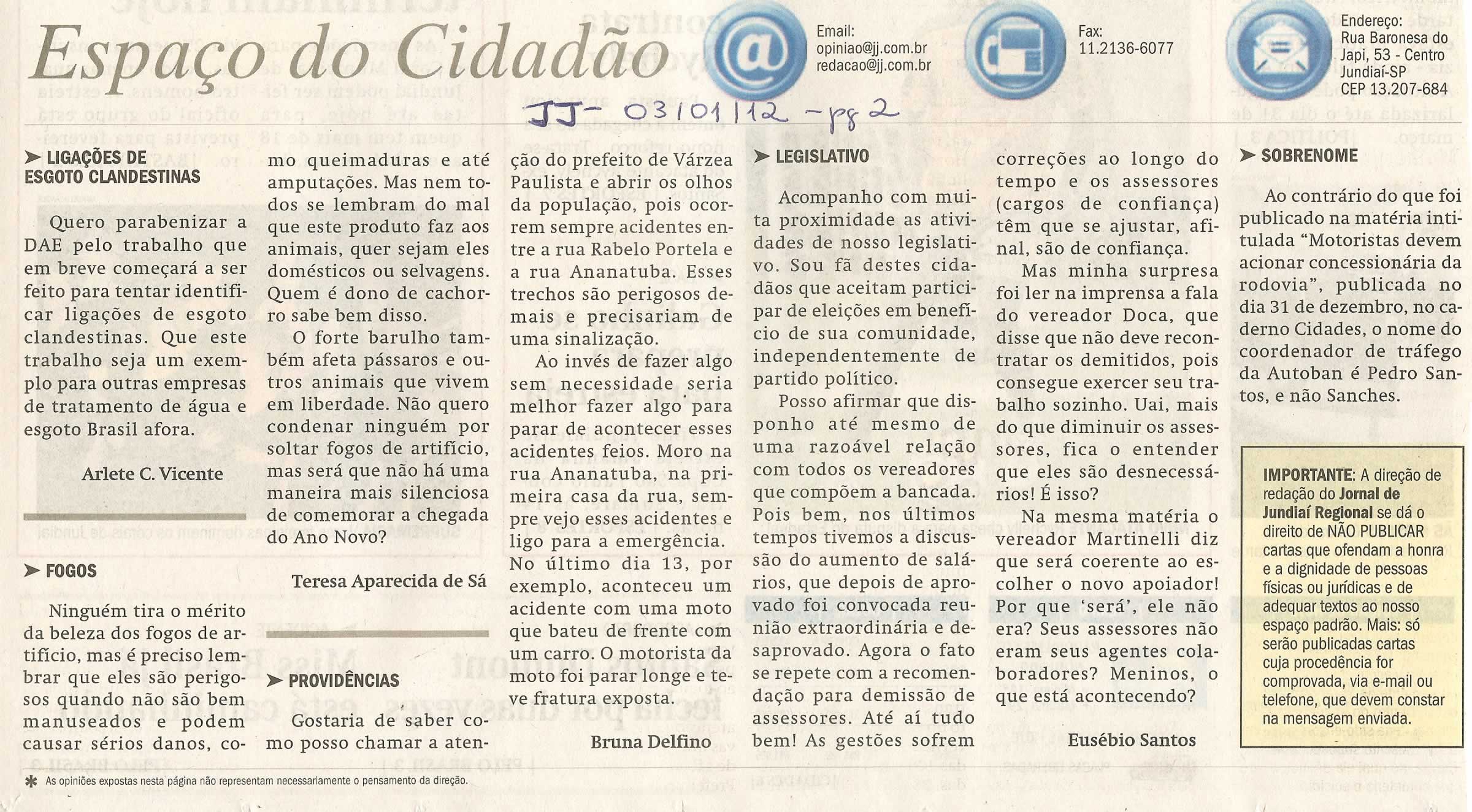 Jornal de Jundiaí - 03/01/2012