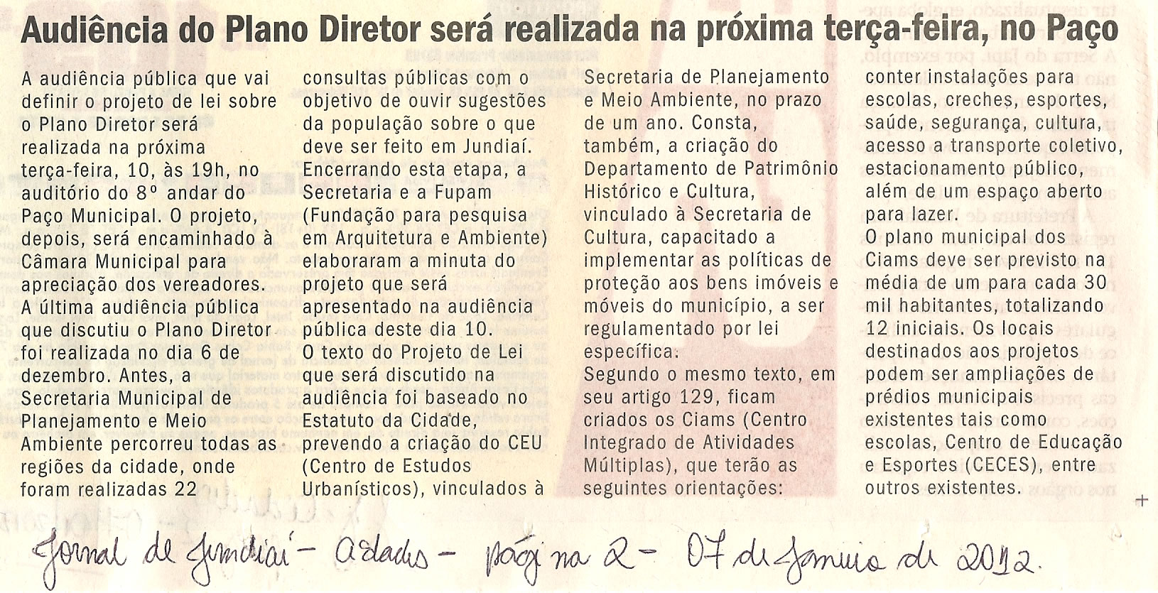 Jornal de Jundiaí - 07/01/2012