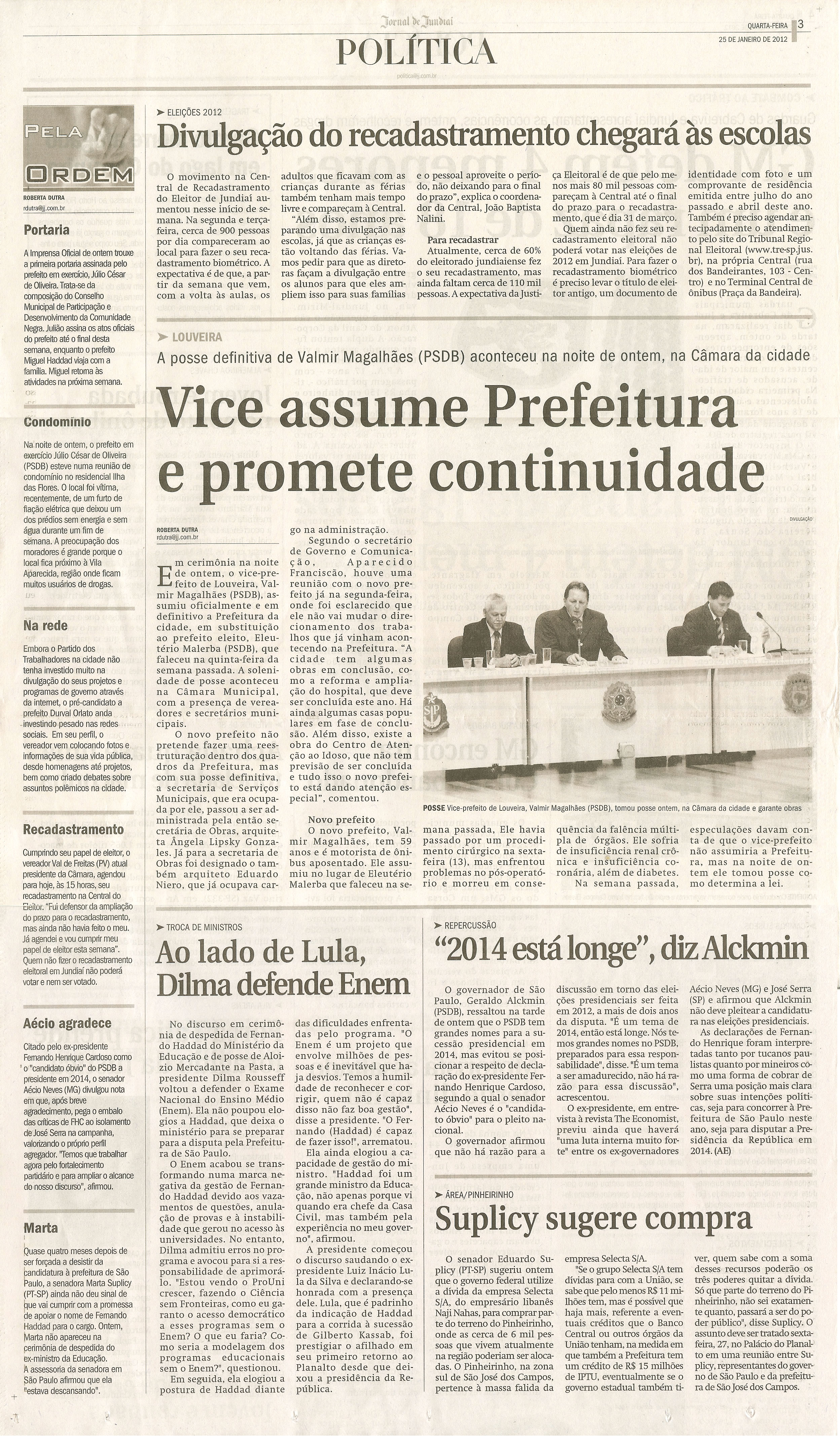 Bom Dia Jundiaí - 25/01/2012
