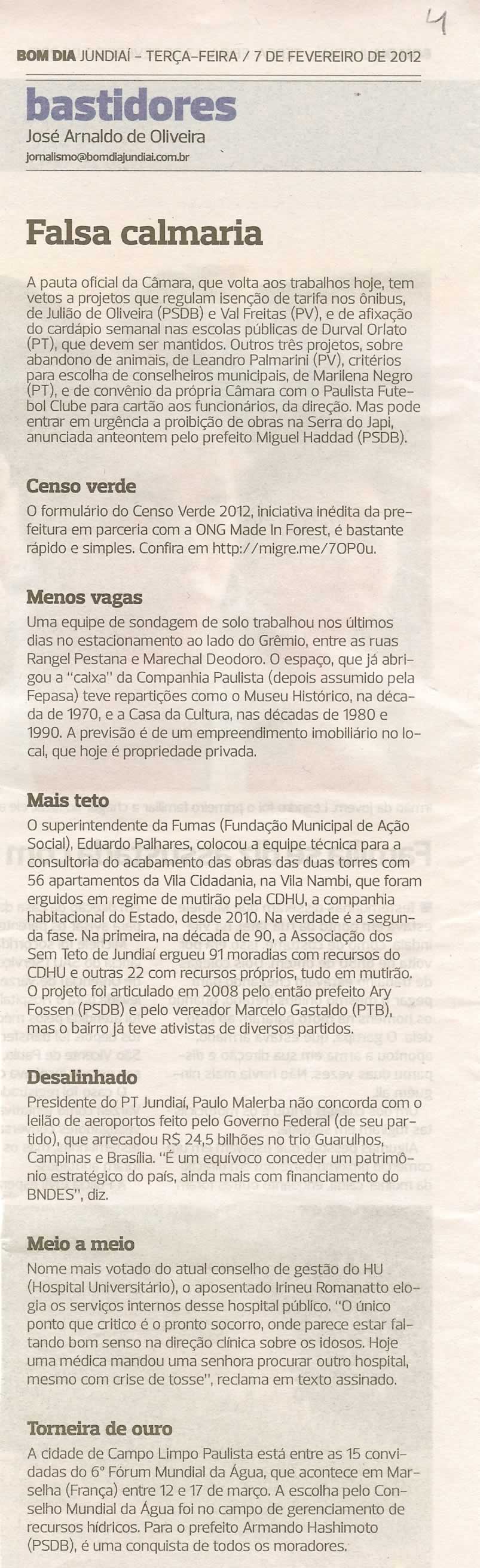 Bom Dia Jundiaí - 07/02/2012