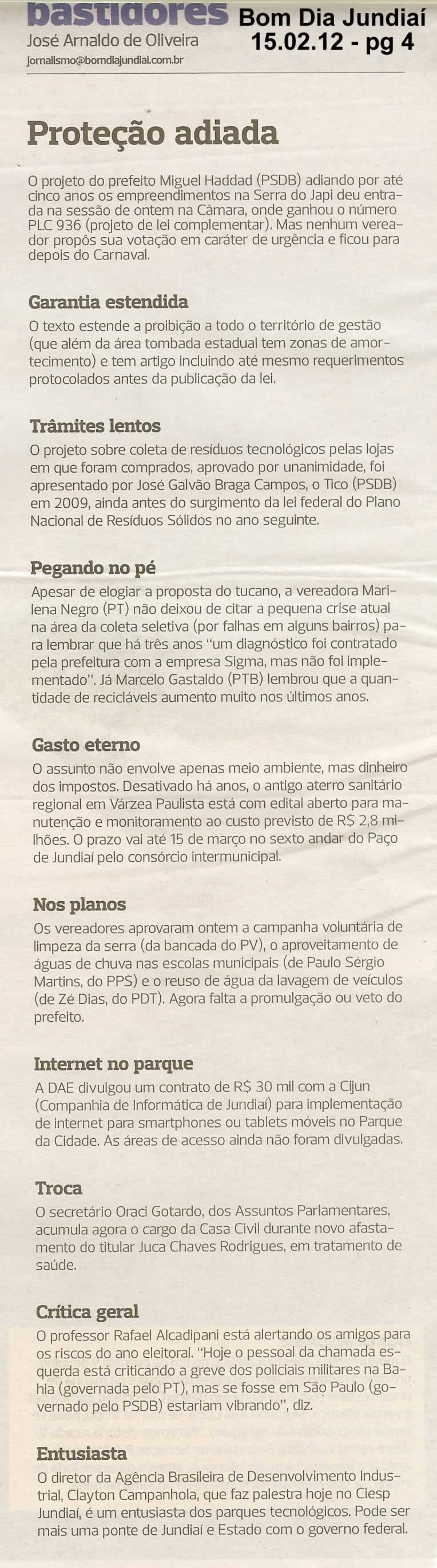 Bom Dia Jundiaí - 15/02/2012