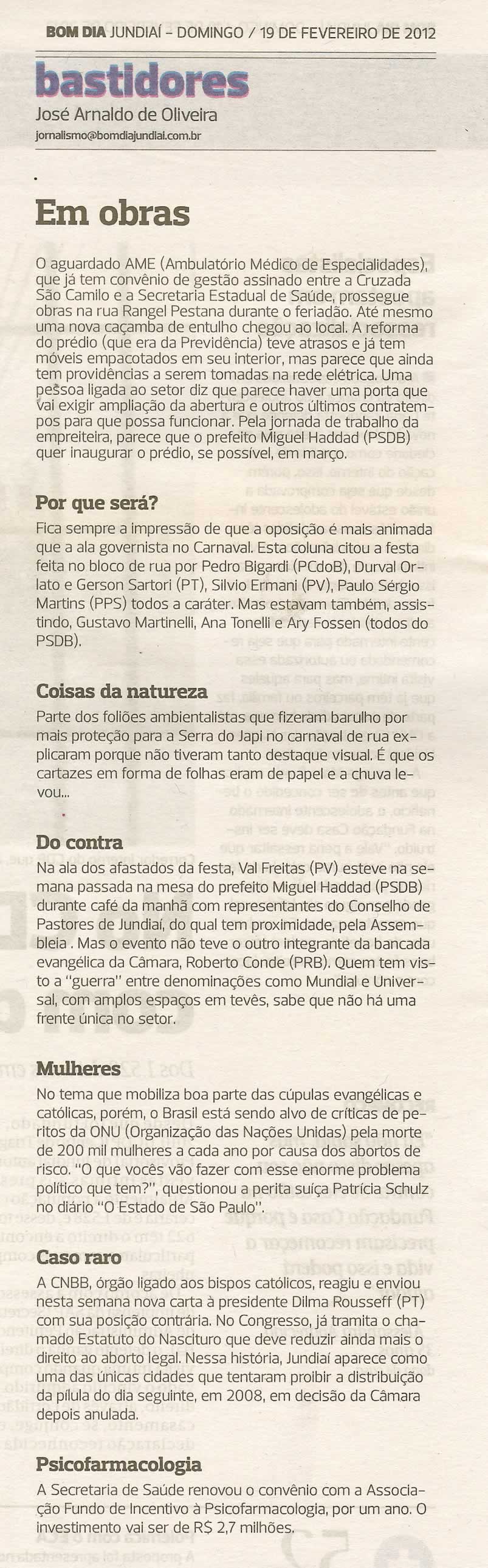 Bom Dia Jundiaí - 19/02/2012