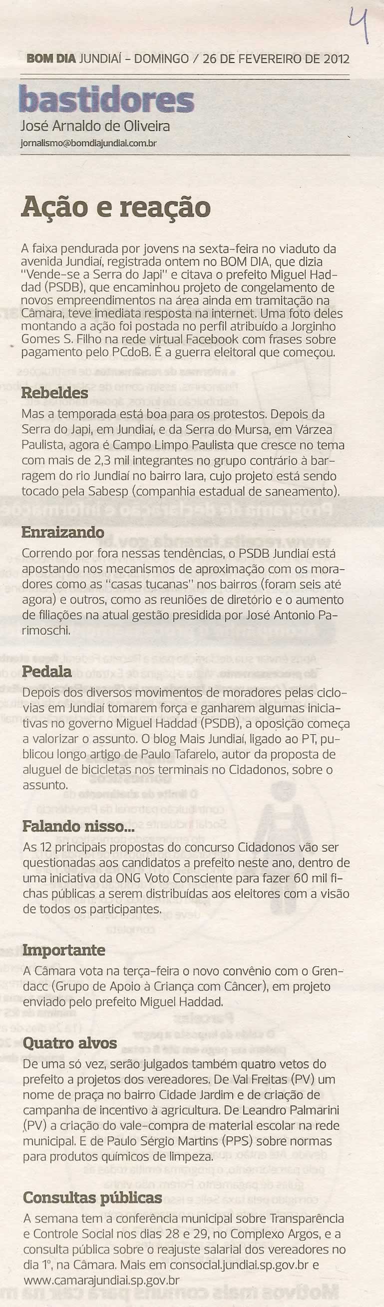 Bom Dia Jundiaí - 26/02/2012