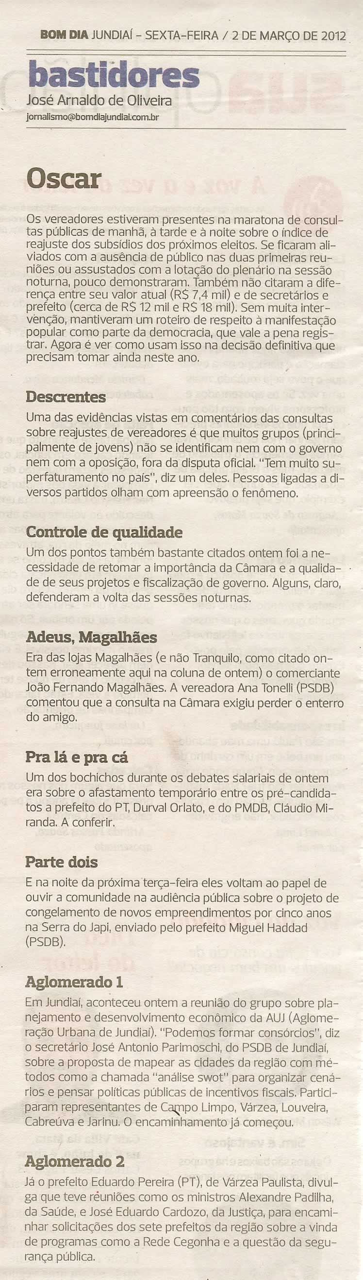 Bom Dia Jundiaí - 02/03/2012