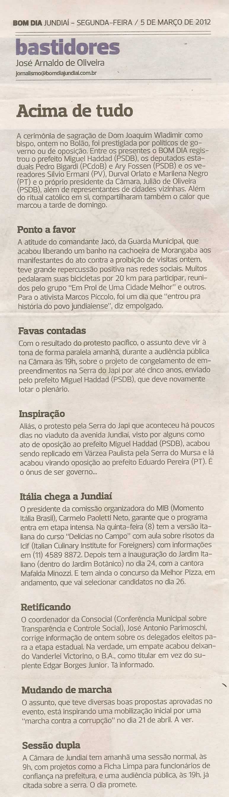 Bom Dia Jundiaí - 05/03/2012