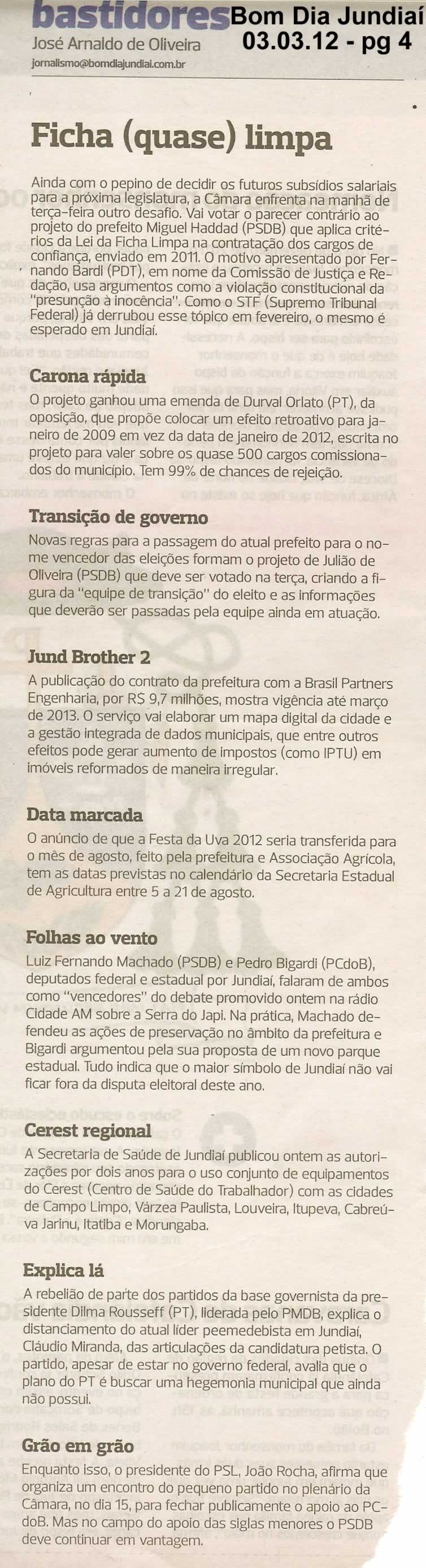 Bom Dia Jundiaí - 03/03/2012