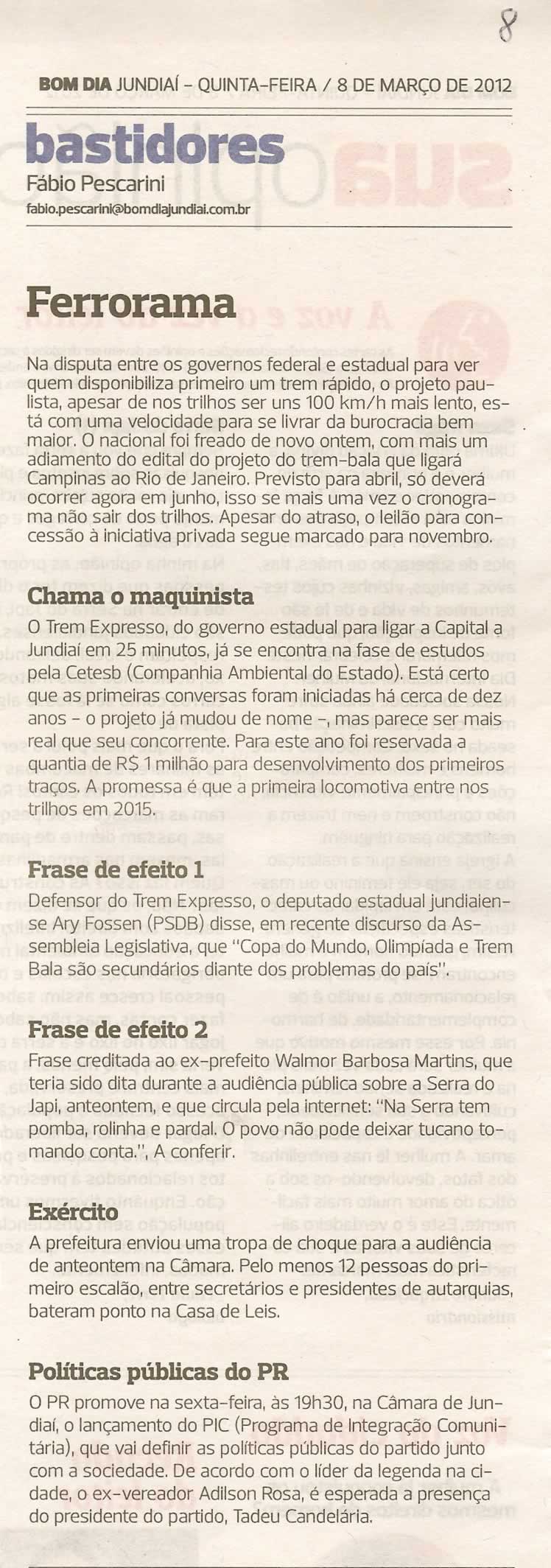 Bom Dia Jundiaí - 08/03/2012
