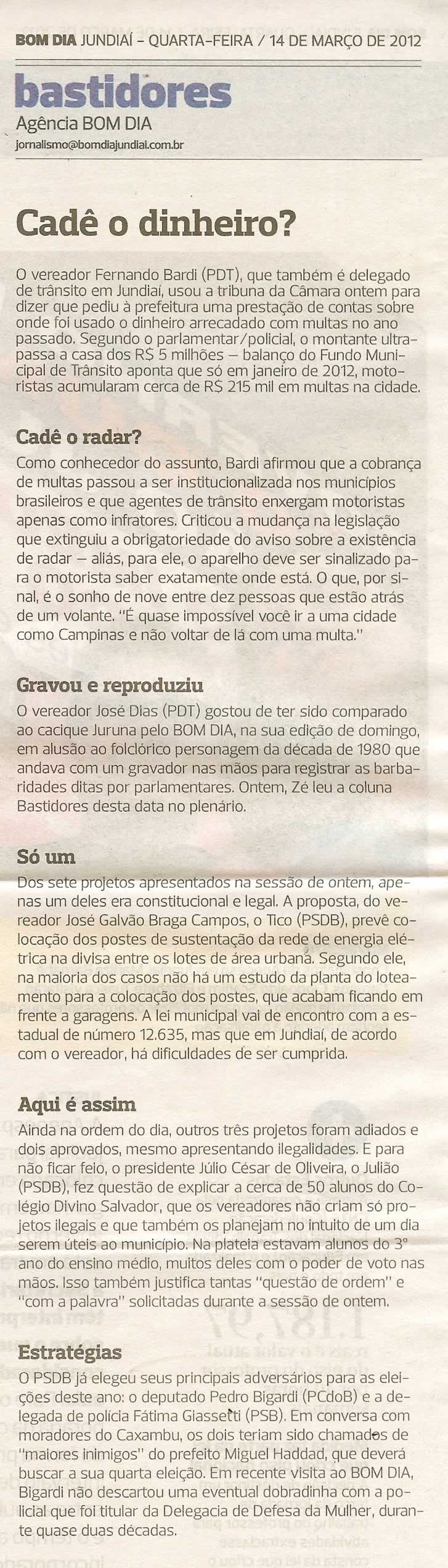 Bom Dia Jundiaí - 14/03/2012