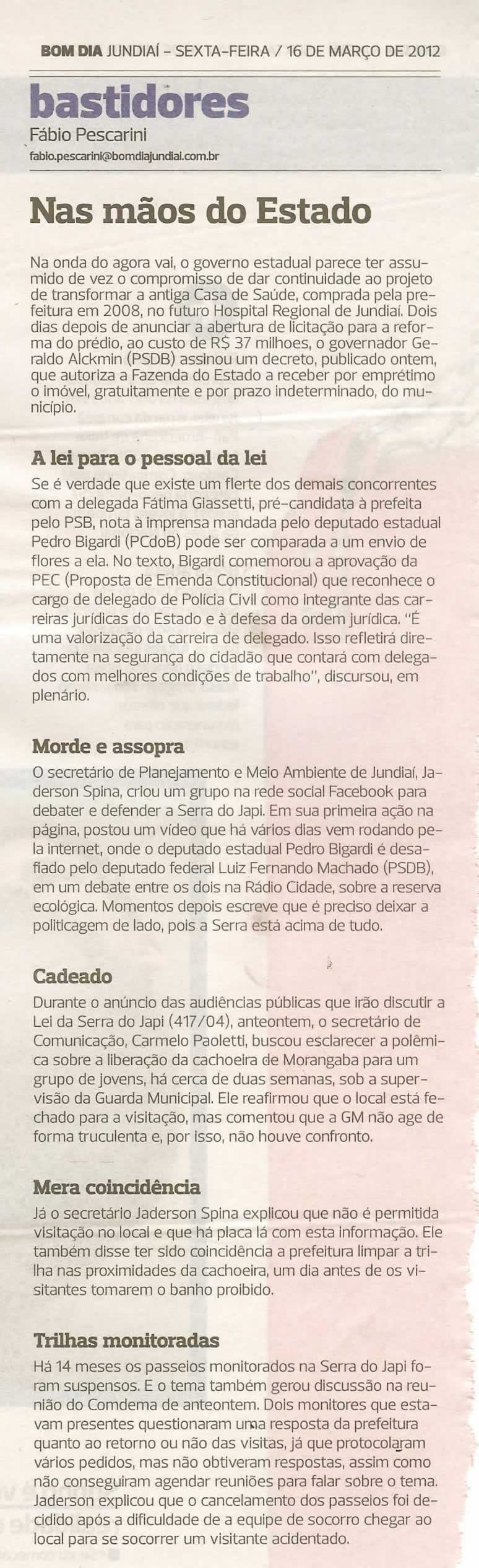 Bom Dia Jundiaí - 16/03/2012
