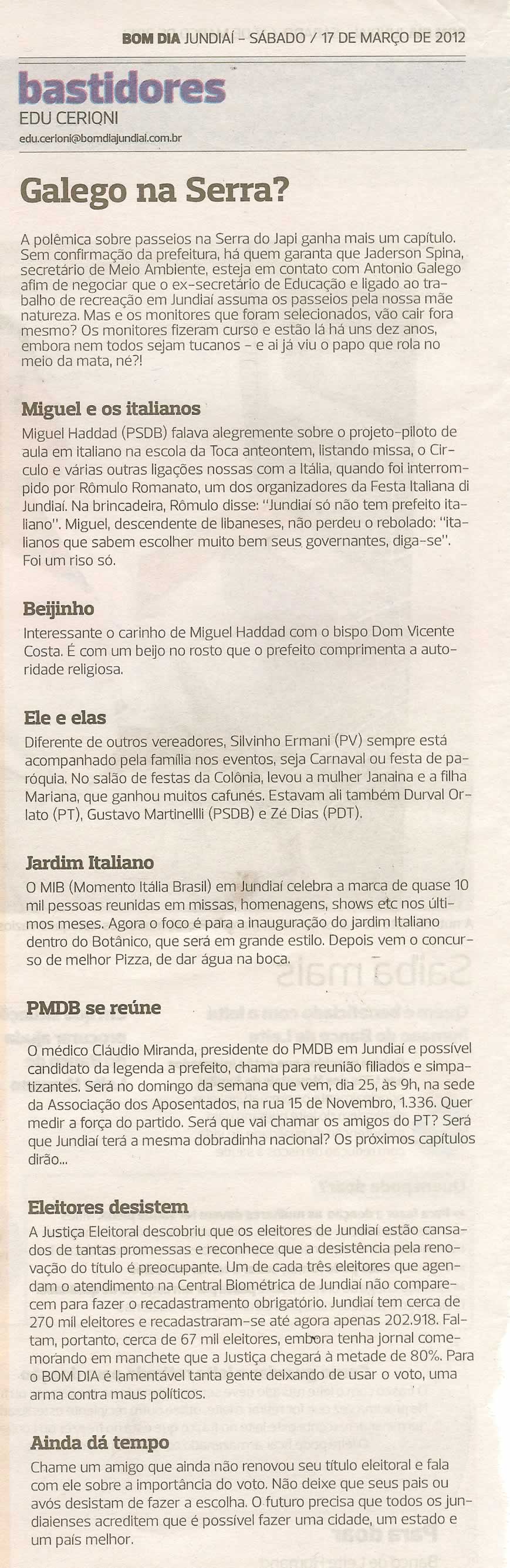 Bom Dia Jundiaí - 17/03/2012