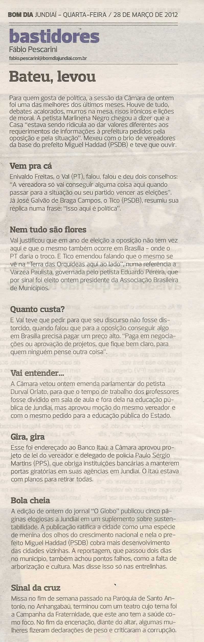 Bom Dia Jundiaí - 28/03/2012