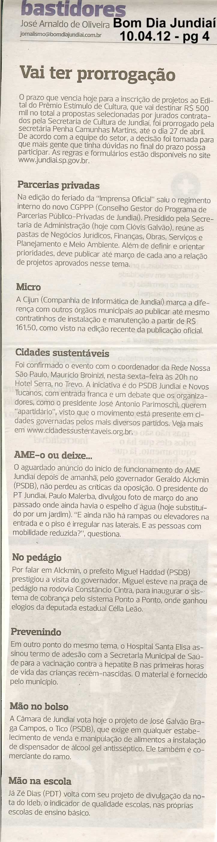 Bom Dia Jundiaí - 10/04/2012