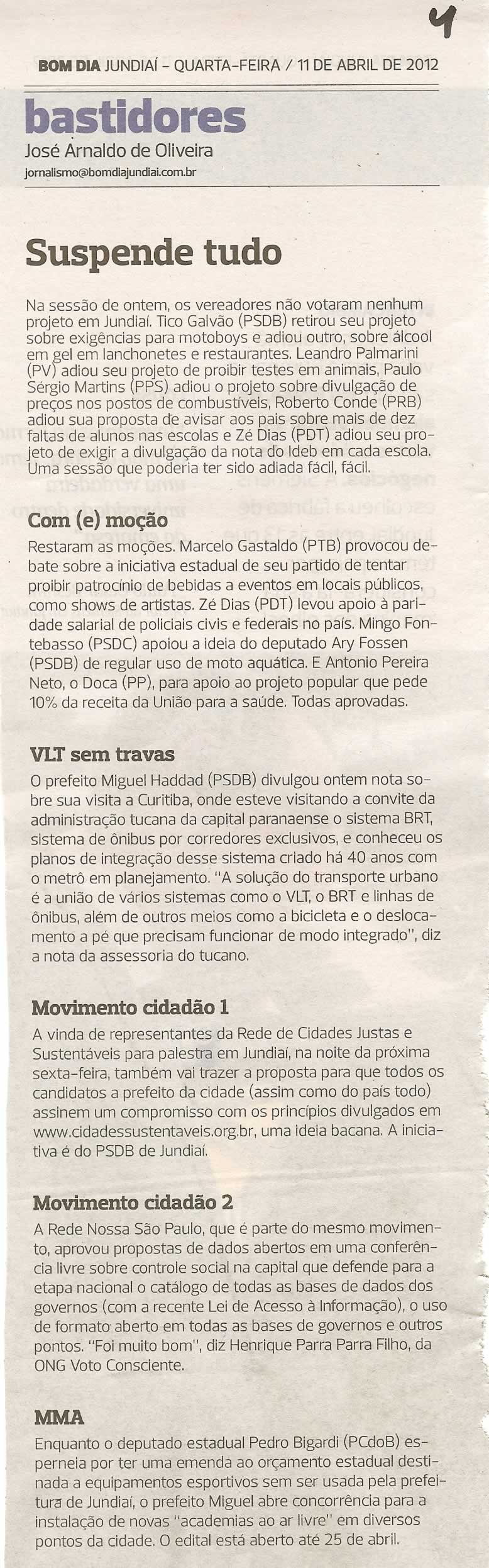 Bom Dia Jundiaí - 11/04/2012