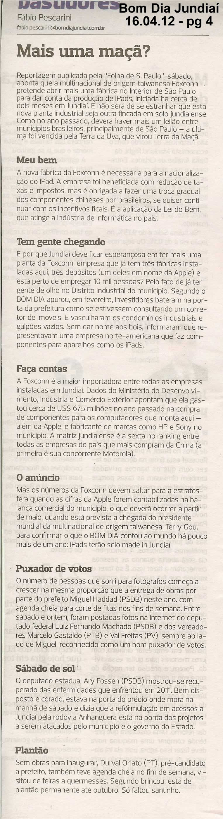 Bom Dia Jundiaí - 16/04/2012